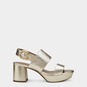 Comfortable Women's Platform Sandal in Gold Metallic Leather